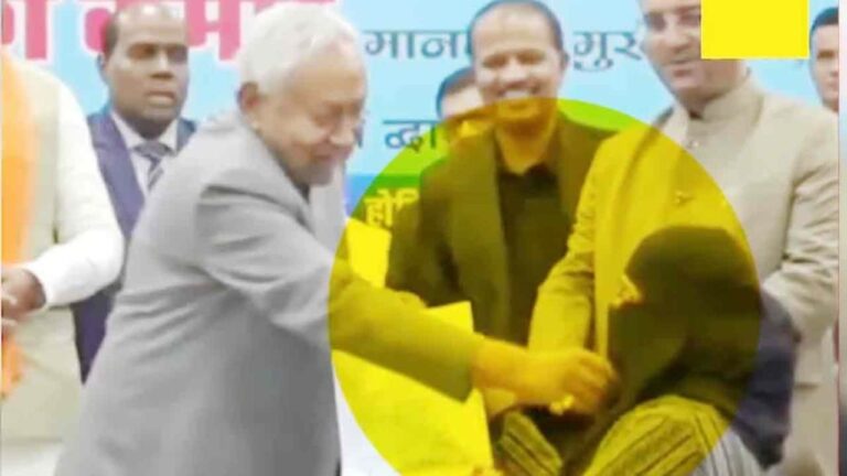 महिला डॉक्टर का हिजाब खींचने के आरोपों में घिरे नीतीश कुमार, विपक्ष का तीखा हमला—इस्तीफे की उठी मांग