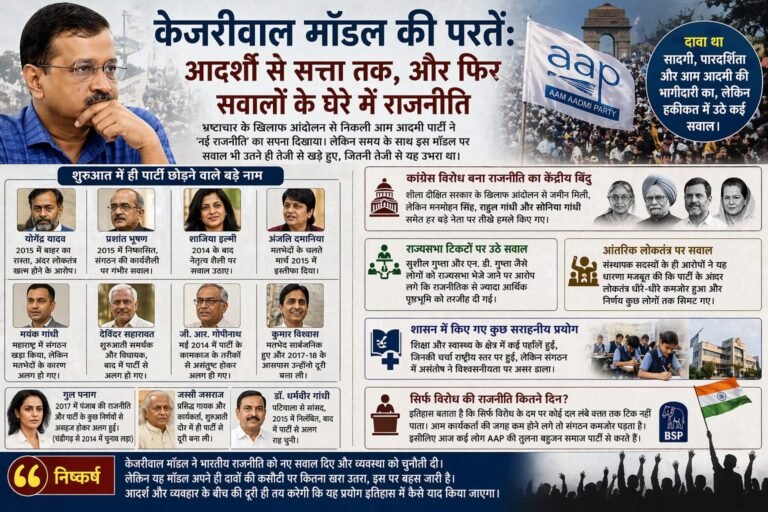 केजरीवाल मॉडल की परतें: आदर्शों से सत्ता तक, और फिर सवालों के घेरे में राजनीति