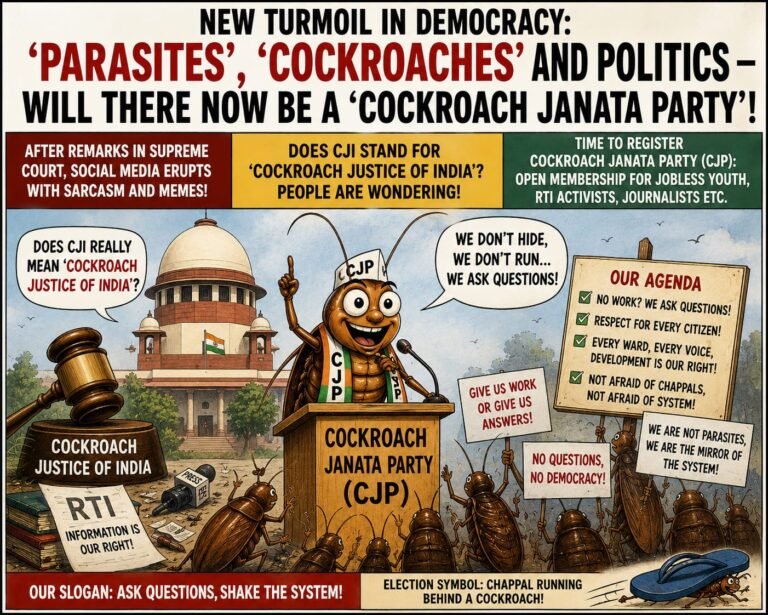 ‘परजीवी’, ‘कॉकरोच’ और लोकतंत्र : अब क्या बेरोजगार युवाओं के लिए बनेगी “Cockroach जनता पार्टी”?