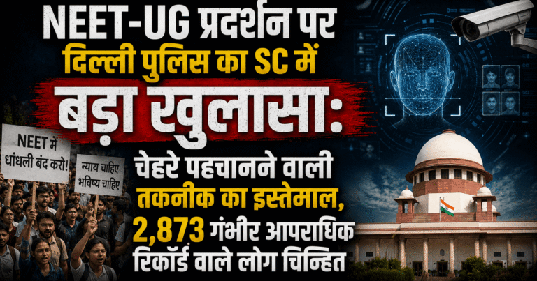 NEET-UG प्रदर्शन पर दिल्ली पुलिस का SC में बड़ा खुलासा: चेहरे पहचानने वाली तकनीक का इस्तेमाल, 2,873 गंभीर आपराधिक रिकॉर्ड वाले लोग चिन्हित
