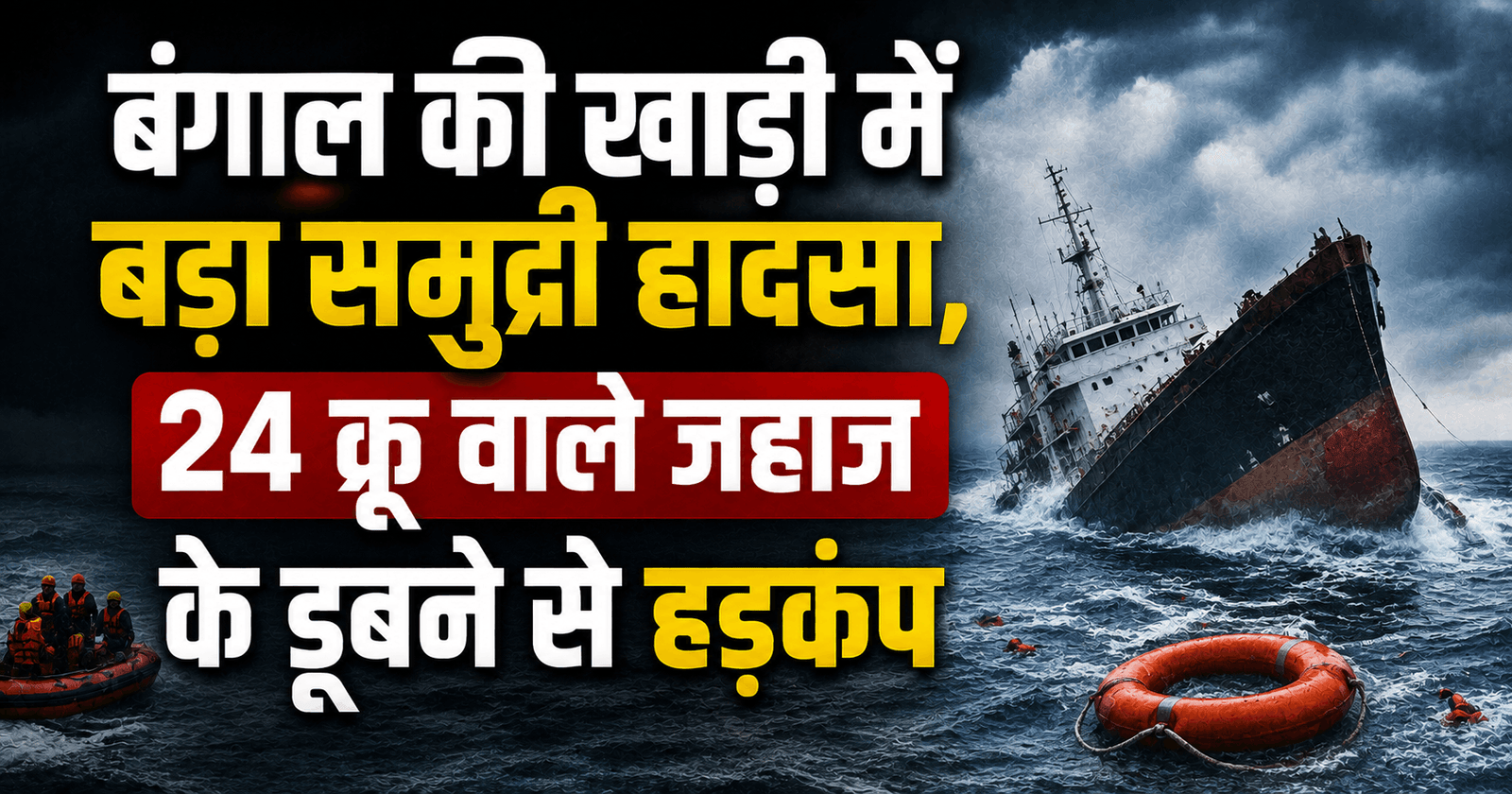 बंगाल की खाड़ी में बड़ा समुद्री हादसा, 24 क्रू वाले जहाज के डूबने से हड़कंप