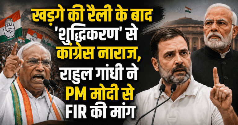 खड़गे की रैली के बाद ‘शुद्धिकरण’ से कांग्रेस नाराज़, राहुल गांधी ने PM मोदी से FIR की मांग