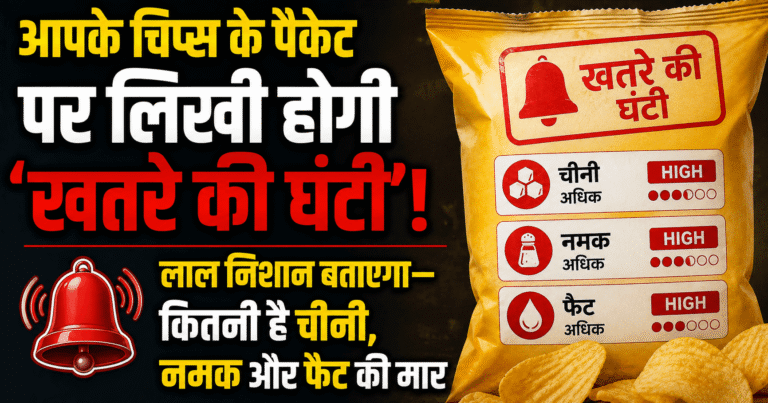 आपके चिप्स के पैकेट पर लिखी होगी ‘खतरे की घंटी’! लाल निशान बताएगा—कितनी है चीनी, नमक और फैट की मार