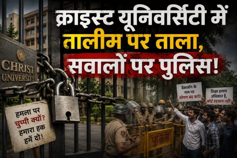 क्राइस्ट यूनिवर्सिटी में तालीम पर ताला, सवालों पर पुलिस!
