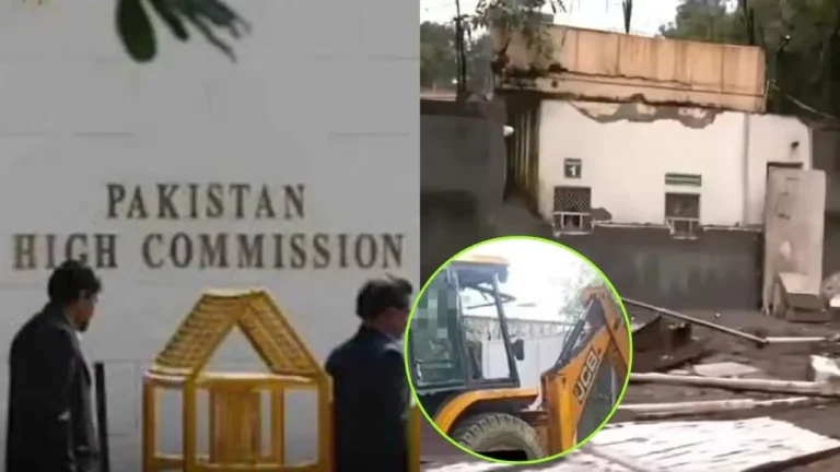 पाकिस्तानी हाई कमीशन के बाहर चला JCB, अवैध ढांचे हटाए गए