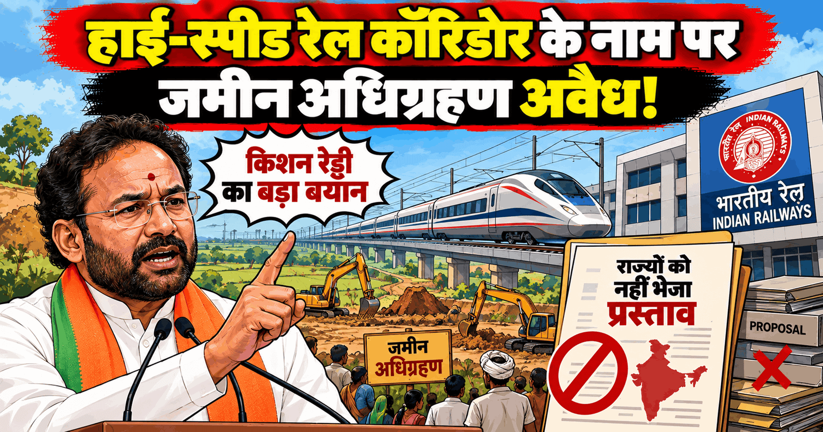 हाई-स्पीड रेल कॉरिडोर के नाम पर जमीन अधिग्रहण अवैध! किशन रेड्डी का बड़ा बयान, रेलवे ने राज्यों को नहीं भेजा प्रस्ताव
