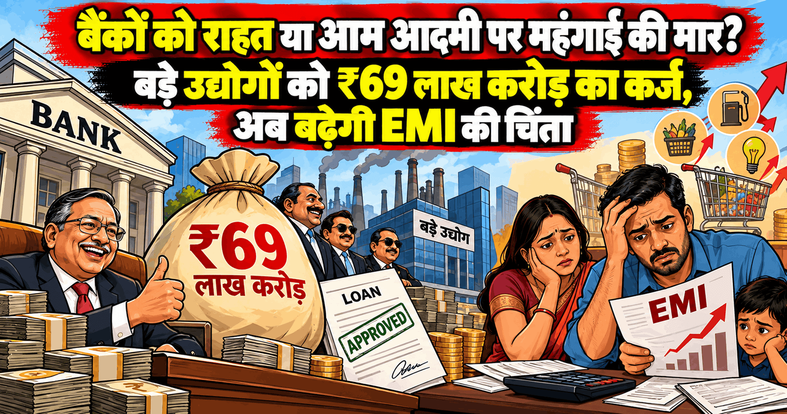 बैंकों को राहत या आम आदमी पर महंगाई की मार? बड़े उद्योगों को ₹69 लाख करोड़ का कर्ज, अब बढ़ेगी EMI की चिंता
